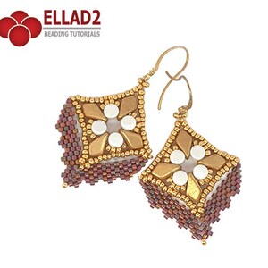 Beading Tutorial Zuri Earrings - instant download, PDF file, pellet beads, kite beads, miyuki beads, Ellad2 design