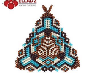 Beading Pattern Triangle No2-Beading patterns by Ellad2, beaded triangle, geometric beadwork, instant download