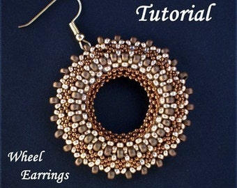 TUTORIAL Wheel Earrings - Bead pattern PDF