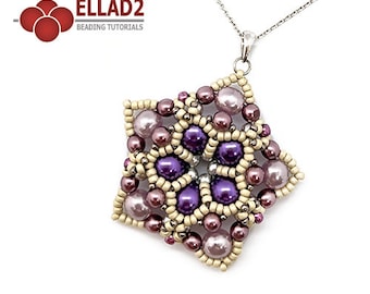 Tutorial Madelyn Pendant - beading tutorial, instant download, PDF file, Ellad2 design