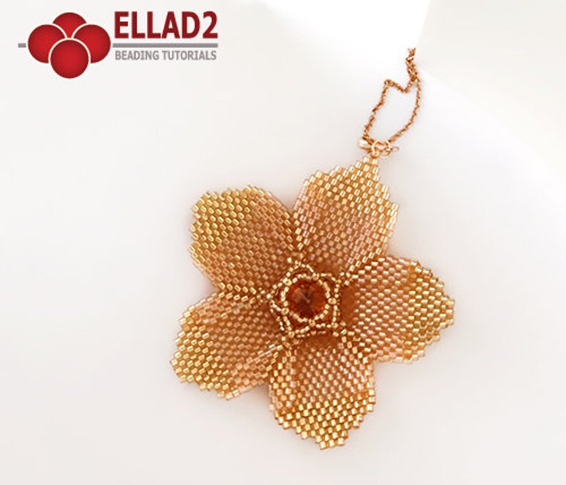 Tutorial Lone Flower beading tutorial, beadwoven flower, Ellad2 design, peyote stitch, brick stitch, instant download, pdf image 4
