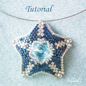 Tutorial Silver Blue Star Pendant Beading pattern image 1