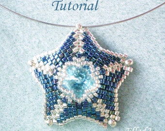 Tutorial Silver Blue Star Pendant - Beading pattern