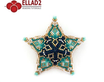 Beading Pattern 3D Star in peyote stitch - beadwoven star, peyote stitch, Ellad2 design