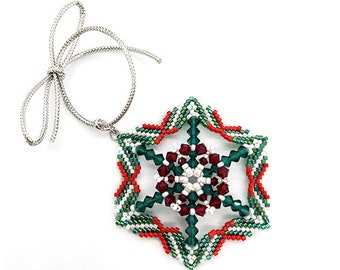 Tutorial Christmas Ornament or Pendant - beading tutorial, instant download, PDF file, Ellad2 design