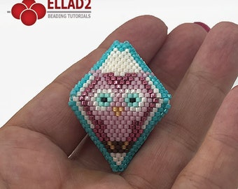 Beading Pattern Owl 3D Pod and 3D Star - peyote stitched pod and star, Instant download, PDF file, Ellad2 design