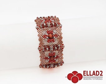 Tutorial Pulsera Alamea - Tutorial de abalorios con cuentas Samos par Puca, descarga instantánea, archivo pdf, puntada peyote, diseño Ellad2