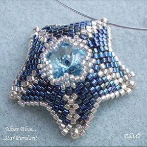 Tutorial Silver Blue Star Pendant Beading pattern image 3