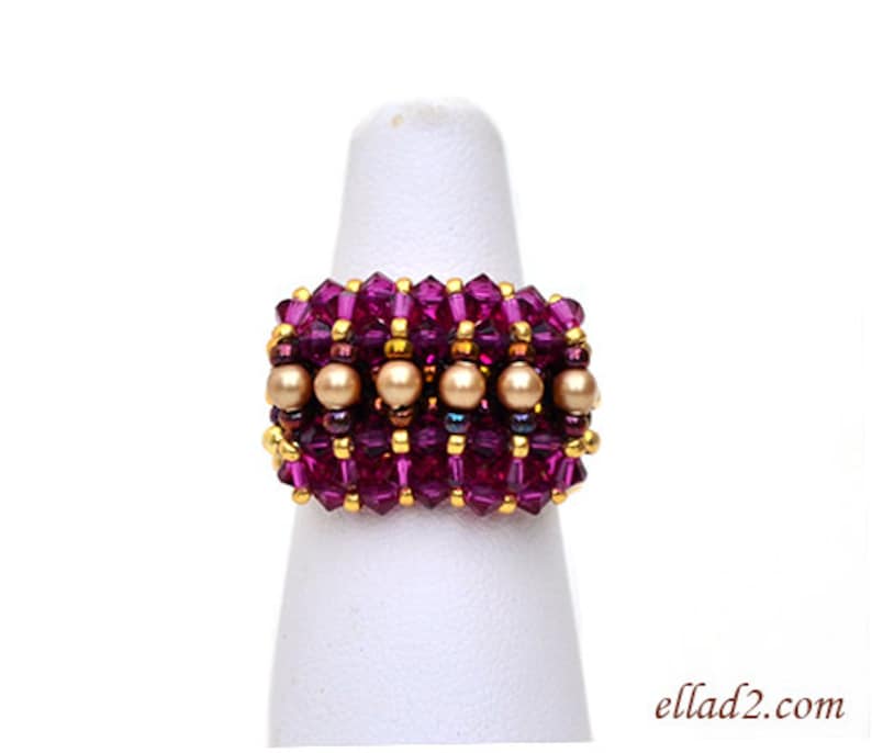 Tutorial Ring Malina Beading Pattern, Instant download, PDF, Jewelry Tutorials by Ellad2 image 3