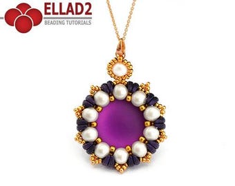 Tutorial Margo Pendant - Beading Tutorial, Beading pattern, Instant download, Ellad2