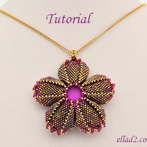 Tutorial Morning Glory Pendant - Beading Pattern PDF