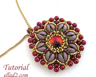 Tutorial Aurora Pendant - Beading tutorial, PDF, Instant download,beading pattern with Piggy beads