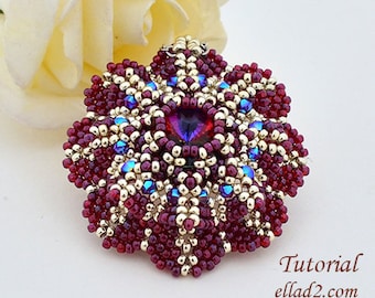 Tutorial Pendant Purpurea Flower - beading pattern, PDF, Instant download, Jewelry Tutorials