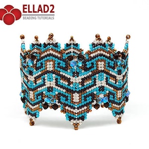Tutorial Rick Rack Bangle - peyote stitched bangle, beading pattern, design by Ellad2, instant download, pdf file