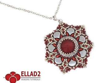 Tutorial Hiva Pendant - beading tutorial, Ginko beads, Superduo beads, instant download, by Ellad2