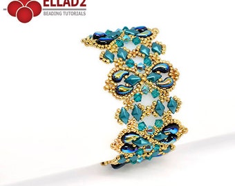 Tutorial Alaska Bracelet - Beading tutorials with Zoliduo and Diamonduo beads, Instant download, design by Ellad2