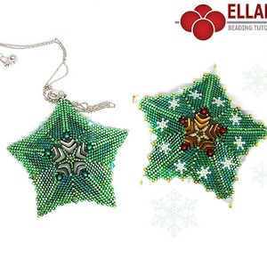 Tutorial Snowflake Pendant and Christmas Ornament - Beading pattern for Snowflake Ornament, Pendant, Beading tutorial, Ellad2,