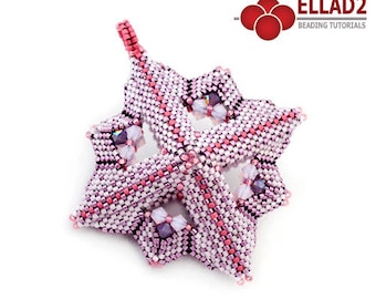 Tutorial Criss Cross Pendant - Beading Tutorial, Beading Pattern, Peyote stitch, design by Ellad2