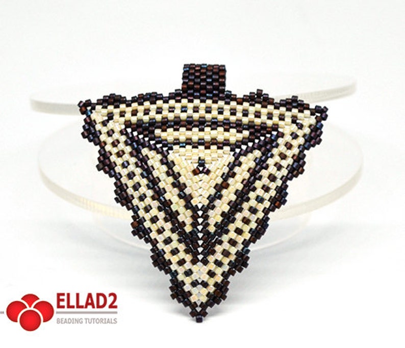 Tutorial Peyote Triangle Pendant-Beading tutorial, Instant Download, Ellad2 image 1