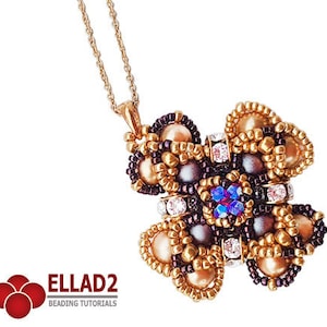 Tutorial Iridescent Pendant Beading Tutorial, Swarovski crystals, instant download, Ellad2 image 1