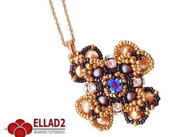 Tutorial Iridescent Pendant - Beading Tutorial, Swarovski crystals, instant download, Ellad2