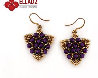 Tutorial Layla Earrings - beading tutorial, instant download, pdf file, Ellad2 design