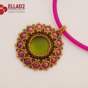 Tutorial Fabiola Pendant with 2-hole Cabochon 6mm, Beading Pattern, Instant download image 1