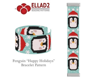 Beading Pattern Penguin Happy New Year - beading pattern, instant download, PDF file, Ellad2