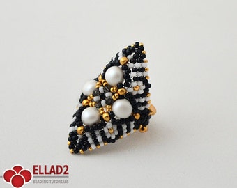 Tutorial Zazu Ring-Beading Tutorial, Beading Pattern,Jewelry tutorial,Ellad2