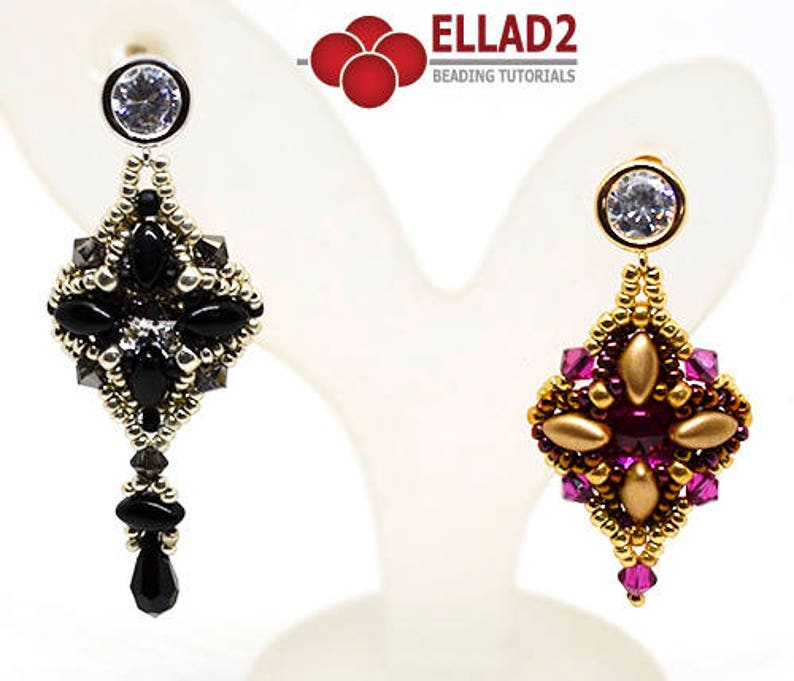 Peut inclure: Deux paires de boucles d'oreilles en perles, une noire et une dor&eacute;e avec des perles roses et brunes. Les deux boucles d'oreilles pr&eacute;sentent un design en forme de diamant avec un cristal en haut.