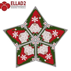 Beading Pattern Gnome 3D beaded star - beading pattern, 3D peyote stitch star, beadwoven star, peyote star, Christmas star, by Ellad2