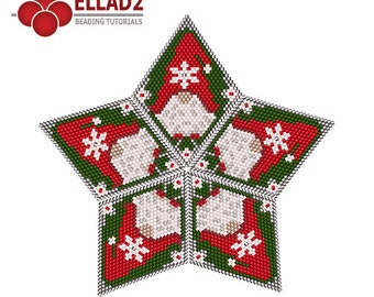 Beading Pattern Gnome 3D beaded star - beading pattern, 3D peyote stitch star, beadwoven star, peyote star, Christmas star, by Ellad2