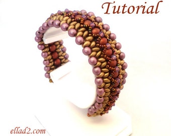 Tutorial Twin X bracelet - Beading tutorial, instant download, PDF