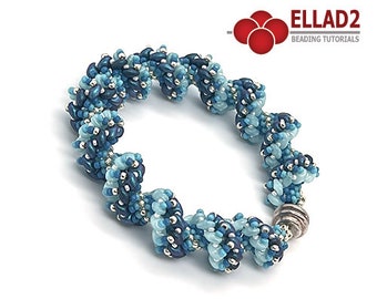 Tutorial Thea Bracelet - spiraalvormig gestikte armband, zelfstudie kralen, direct downloaden, PDF-bestand, Ellad2-ontwerp