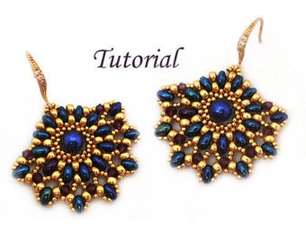 Tutorial Ladies Fan Earrings - Beading pattern with Twin beads
