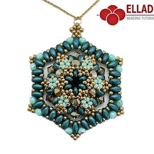 Tutorial Aletha Pendant - Beading Tutorial, Pendant with Superduo beads, instant download, PDF file, Ellad2 design