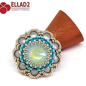 Tutorial Lillian Ring Beading Tutorial, Beadwoven ring, 2-hole cabochon, instant download, pdf file image 1