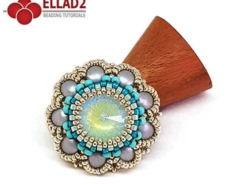 Tutorial Lillian Ring - Beading Tutorial, Beadwoven ring, 2-hole cabochon, instant download, pdf file