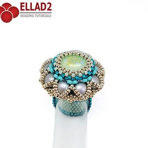 Tutorial Lillian Ring Beading Tutorial, Beadwoven ring, 2-hole cabochon, instant download, pdf file image 2