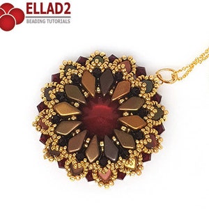 Tutorial Kite Flower Pendant - Beading Tutorial with Kite beads by Ellad2, Instant download
