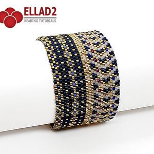 Beading Pattern Bracelet No 41 - even count peyote stitch, instant download, PDF file, Ellad2 design