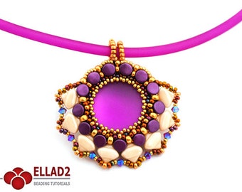 Tutorial Drina Pendant-Beading pattern with Button beads and Silky Beads by Ellad2