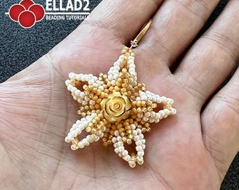 Beading Tutorial Star Rose Earrings - instant download, PDF file, Ellad2 design