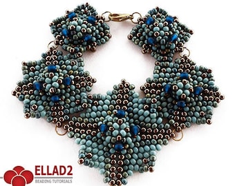 Tutoriel Bracelet Carré Bleu - Modèle de perlage, tutoriel de perlage, design par Ellad2