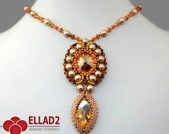 Tutorial Marquise Pendant - Beading Tutorial, Beading Pattern, Instant download, design by Ellad2