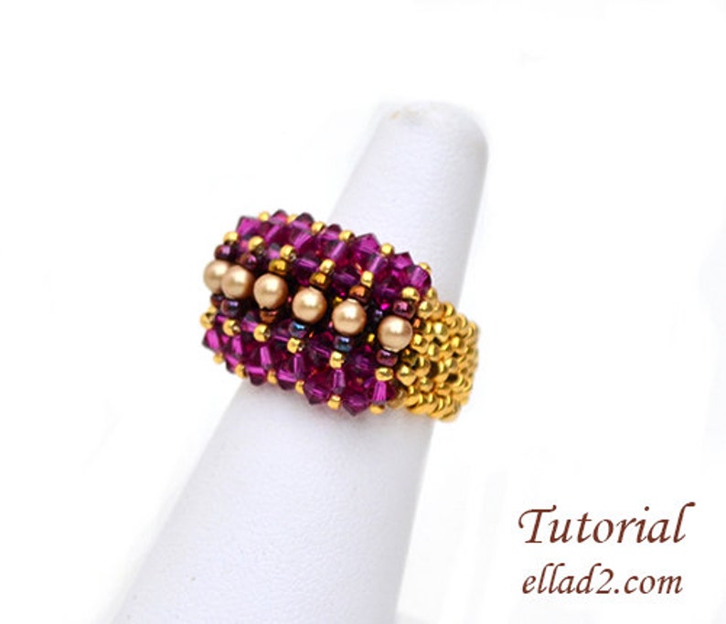 Tutorial Ring Malina Beading Pattern, Instant download, PDF, Jewelry Tutorials by Ellad2 image 1