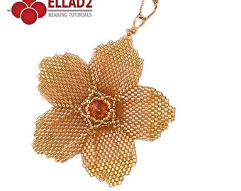 Tutorial Lone Flower - beading tutorial, beadwoven flower, Ellad2 design, peyote stitch, brick stitch, instant download, pdf