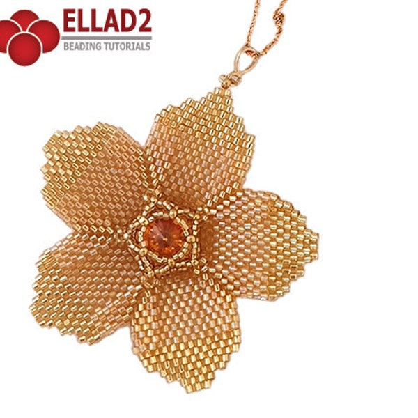 Tutorial Lone Flower - beading tutorial, beadwoven flower, Ellad2 design, peyote stitch, brick stitch, instant download, pdf