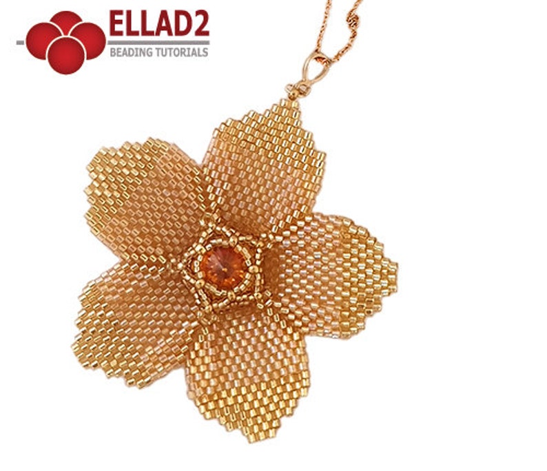 Tutorial Lone Flower beading tutorial, beadwoven flower, Ellad2 design, peyote stitch, brick stitch, instant download, pdf image 1