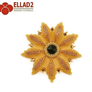 Tutorial Blacke-Eyed Susan's Flower - Beading tutorial, peyote stitch, beaded flower, Ellad2, instant download
